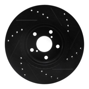 Saab 9-2X Brake Rotor (1) - Front Left - R1 Concepts - Drilled & Slotted - Black - `90-`16